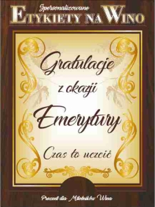 Etykiety na wino - Gratulacje z okazji emerytury